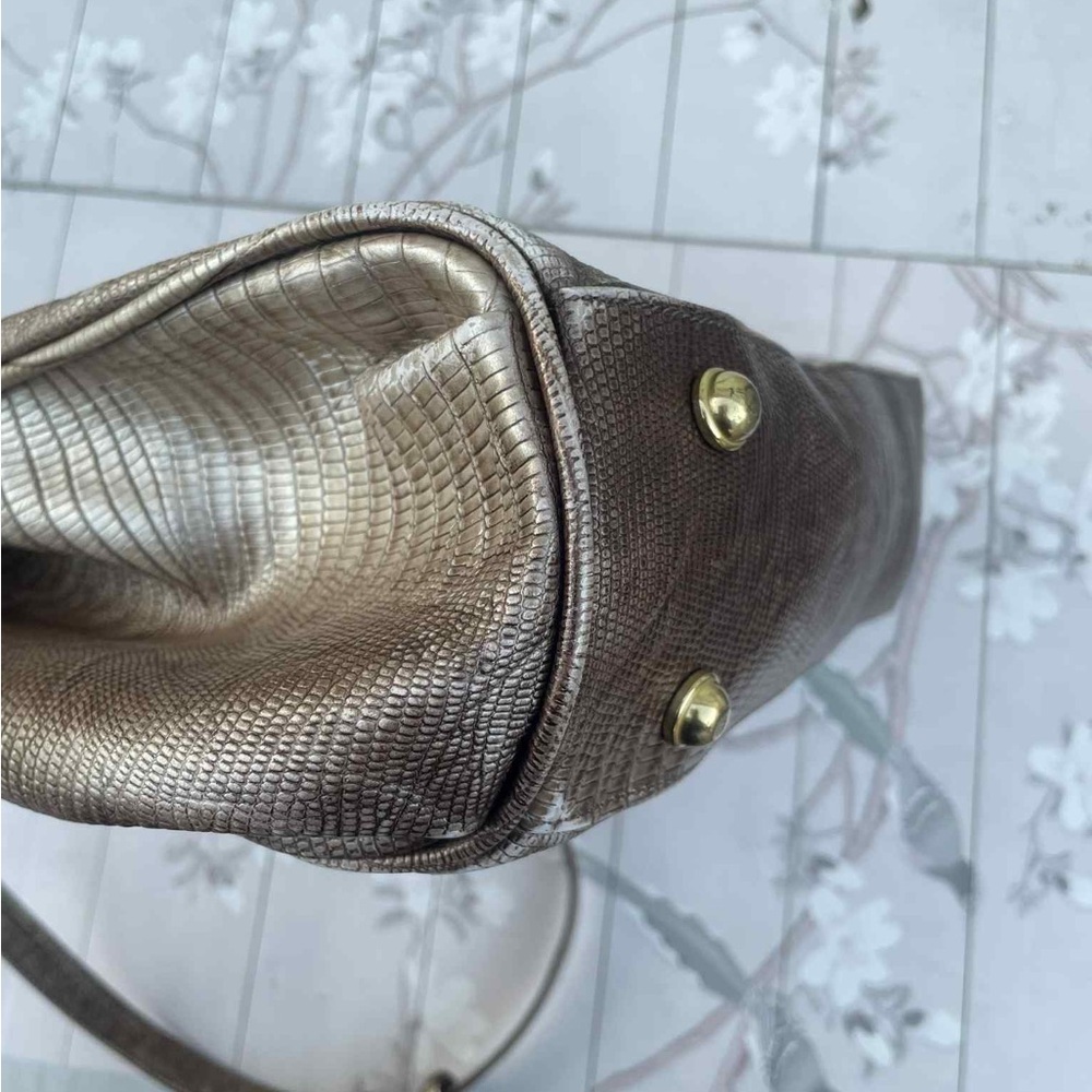 Brahmin Metallic Bronze Lizard-Embossed Tote with Gold Hardware - Picture 2 of 11